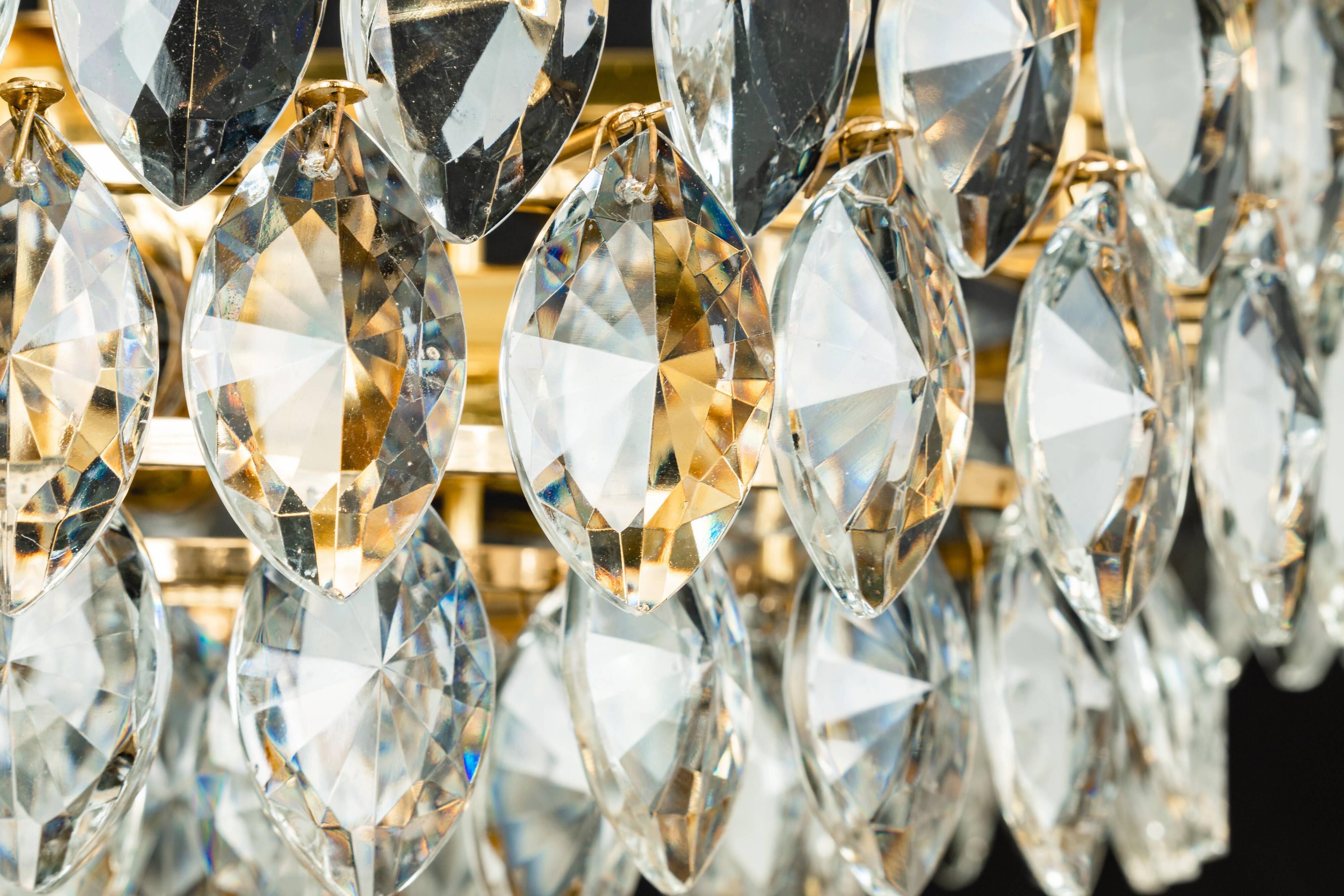 Lustre Bakalowits in brass and crystal glass, Austria, 1960s