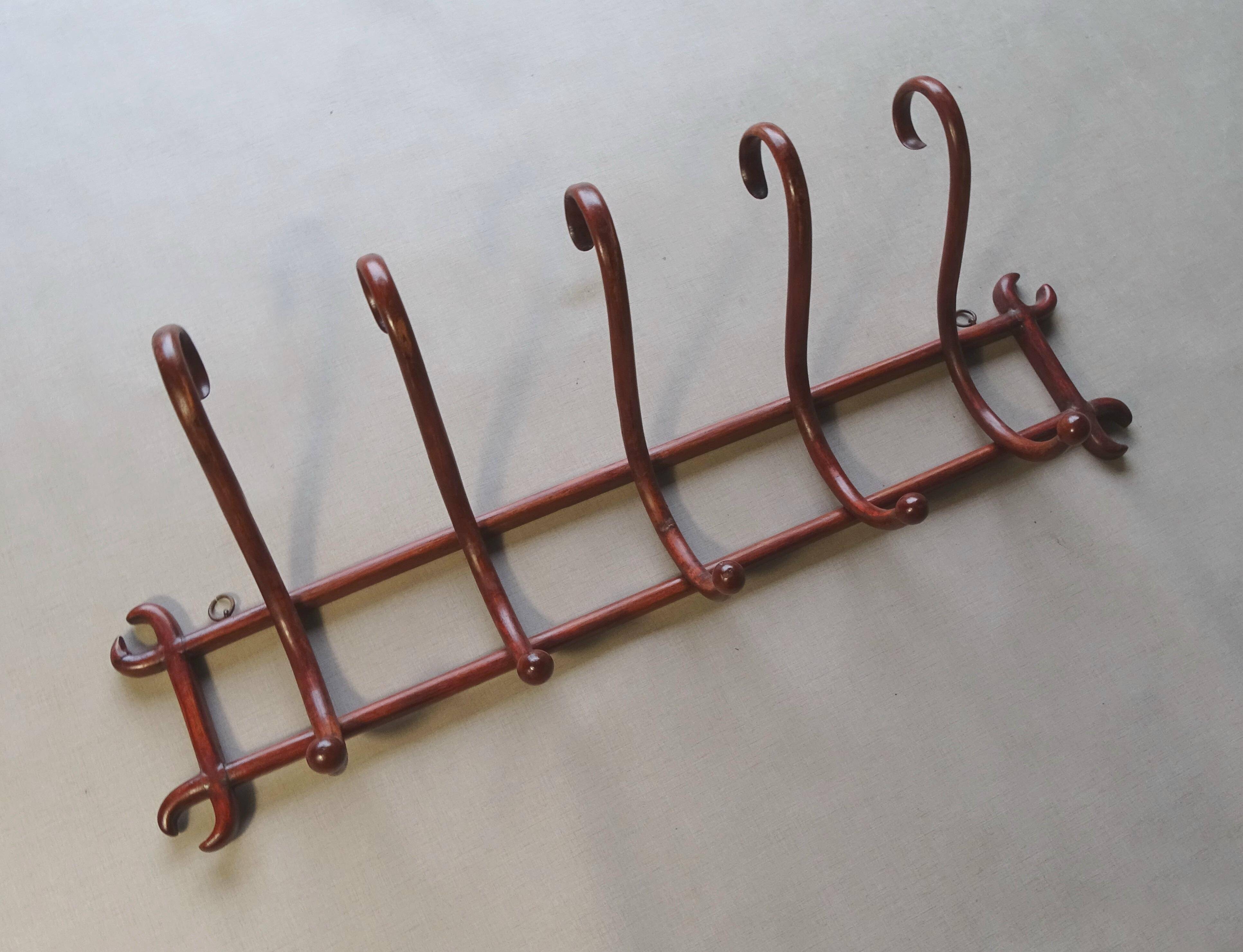Thonet wall coat rack with 5 hooks 1900