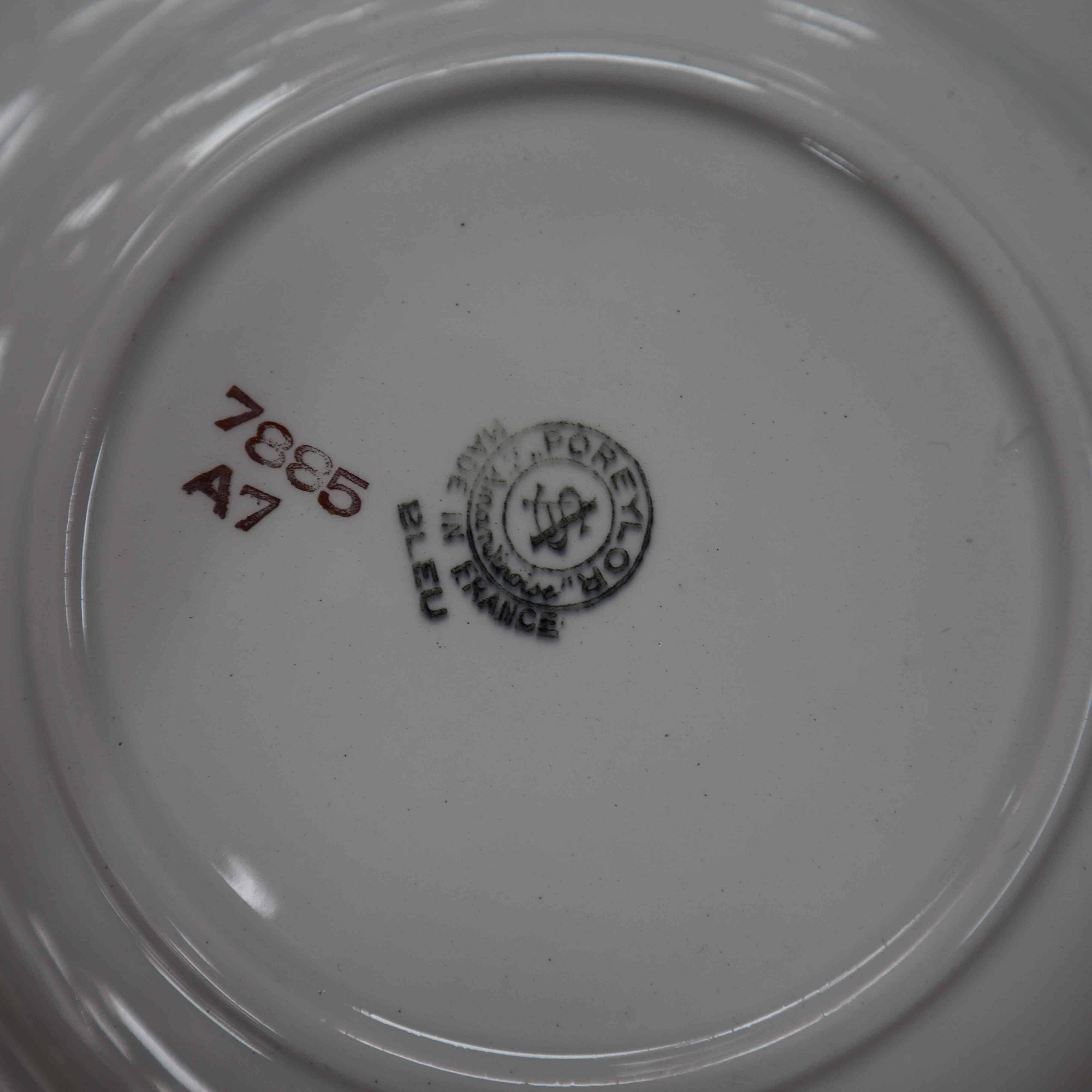 Set of 6 deep plates l'Amandinoise blue and gold outline 7885