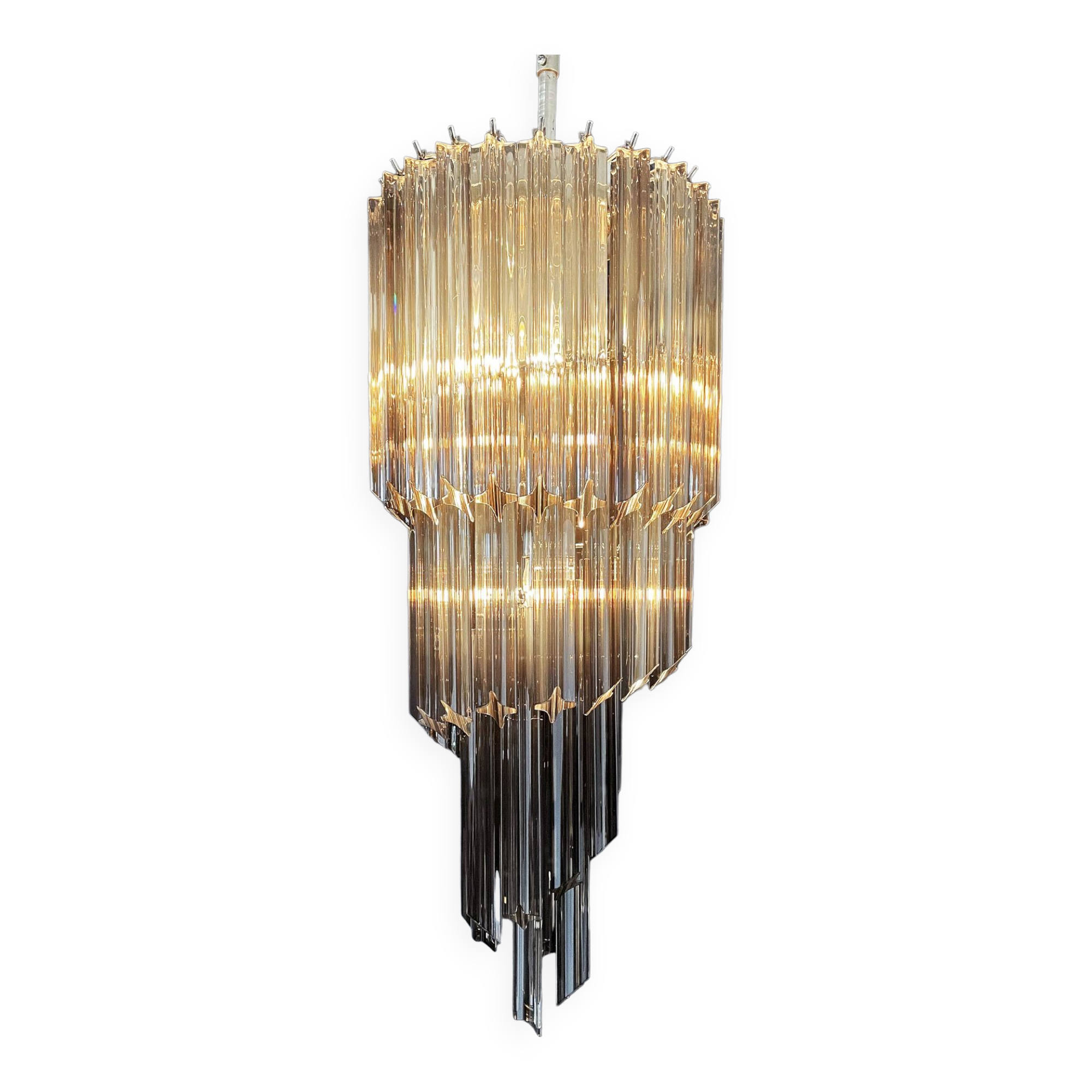 Vintage Italian Murano glass chandelier – 54 smoked prisms