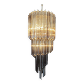 Lustre vintage italien en verre de Murano – 54 prismes fumés