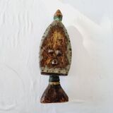 Strange and rare African Massai art sculpture in Kenya in solid wood and brass