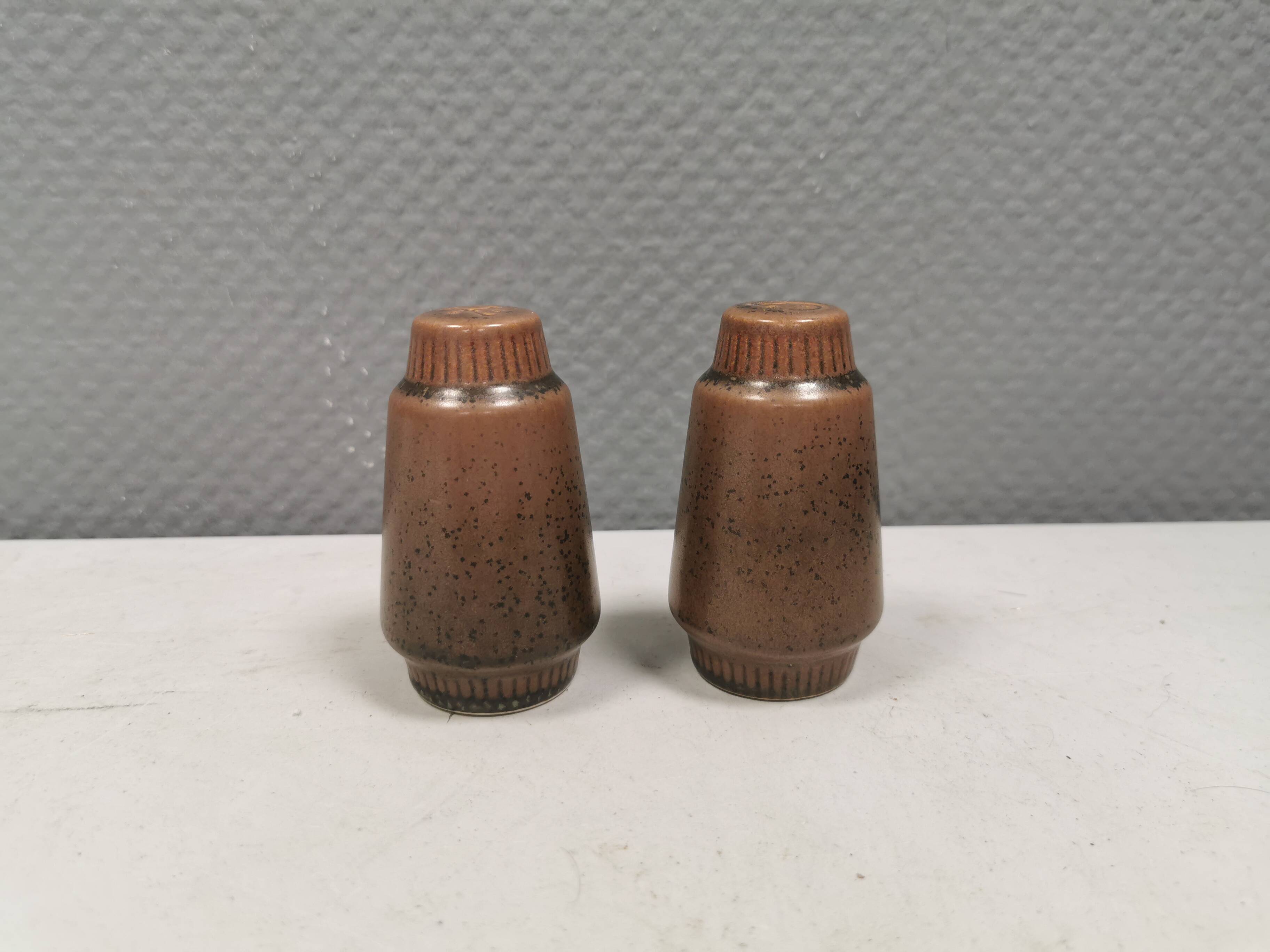 Salt + Pepper shakers made of stoneware From Knabstrup Denmark 1966-72