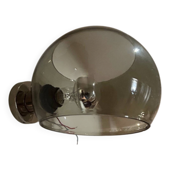 glass and chrome wall light 1970