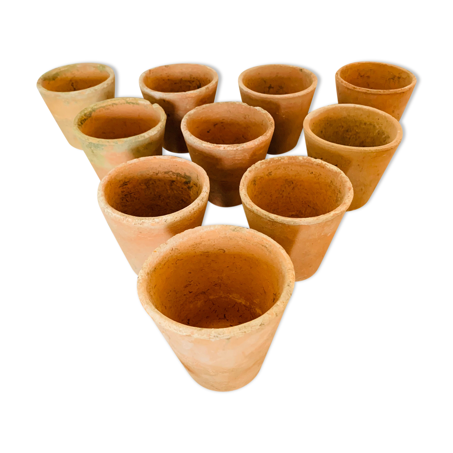 Set of 10 terracotta pots circa 1930 graineterie