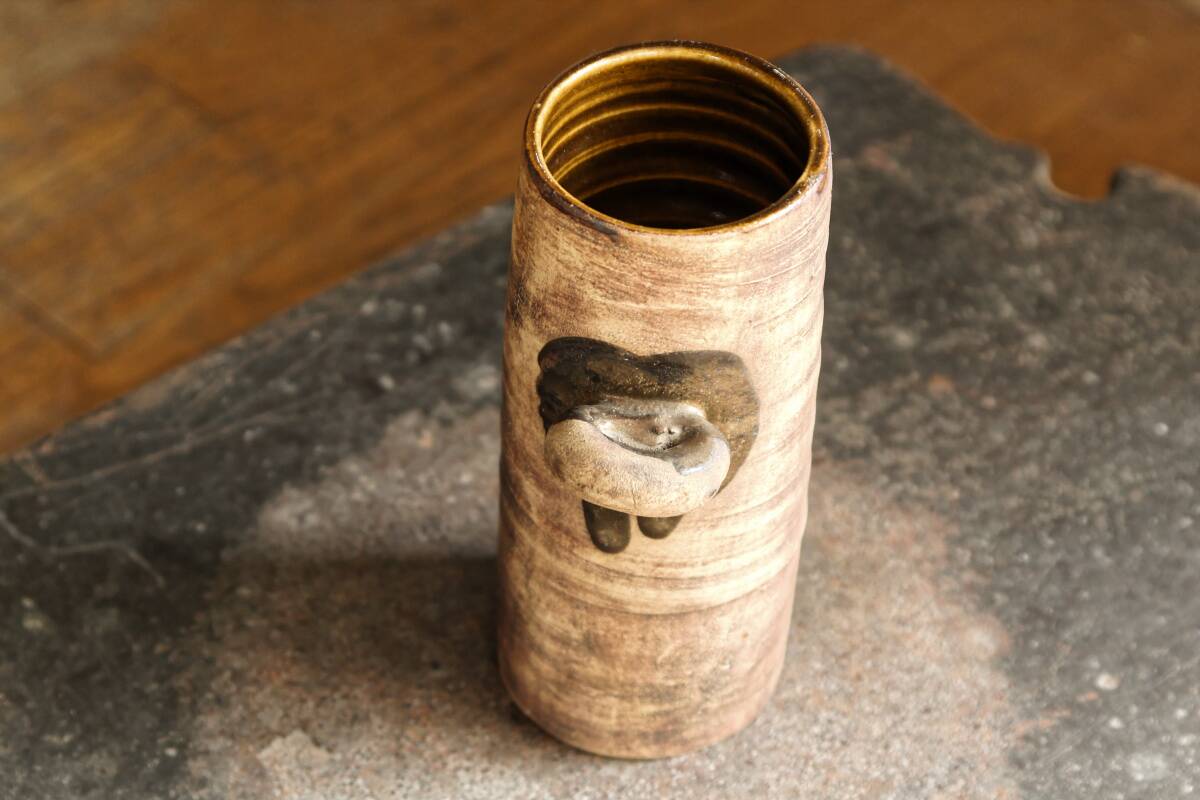 Tubular stoneware vase, dovecote pottery