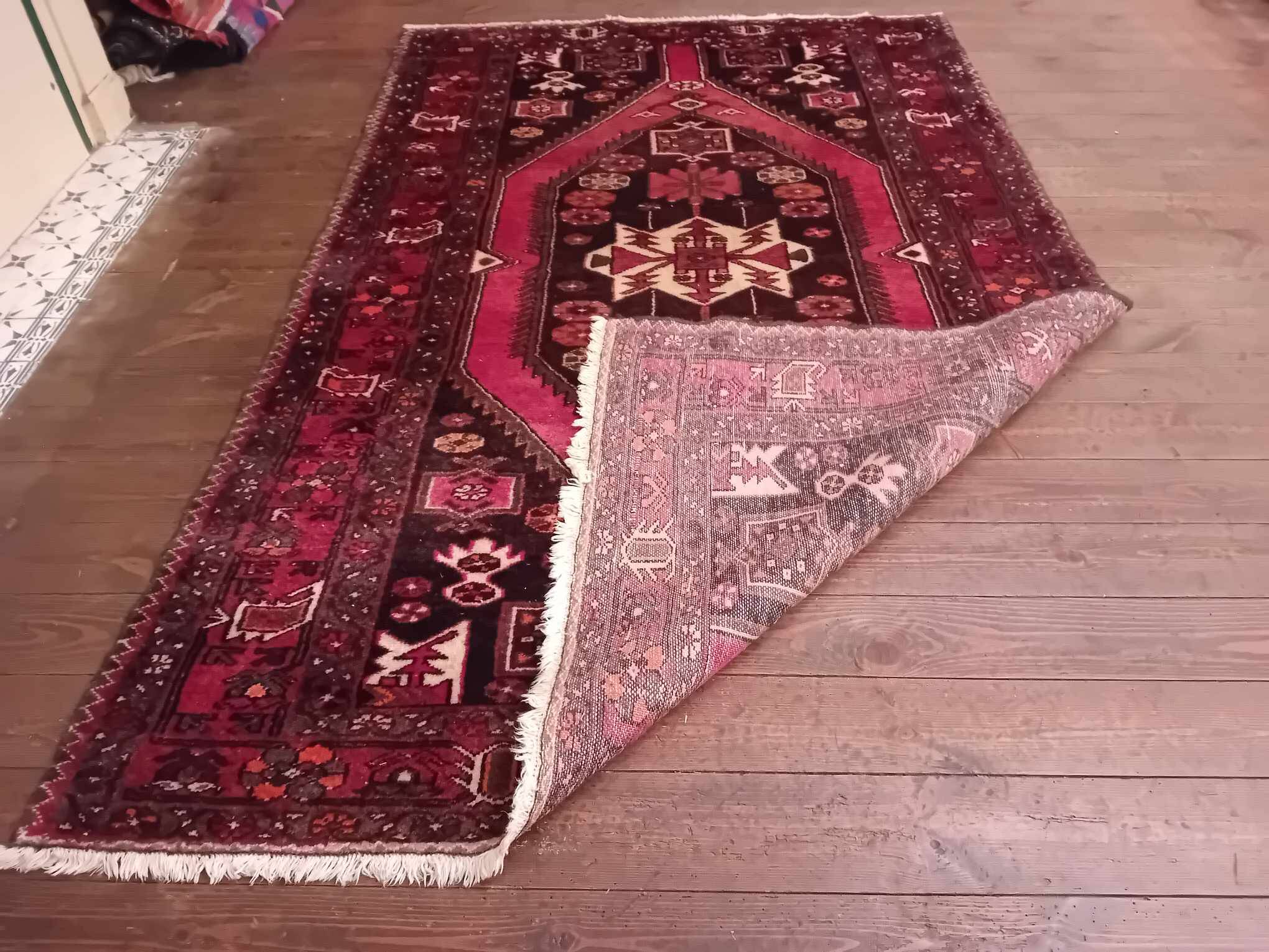 Handmade Persian Maslaghan rug 212x130cm