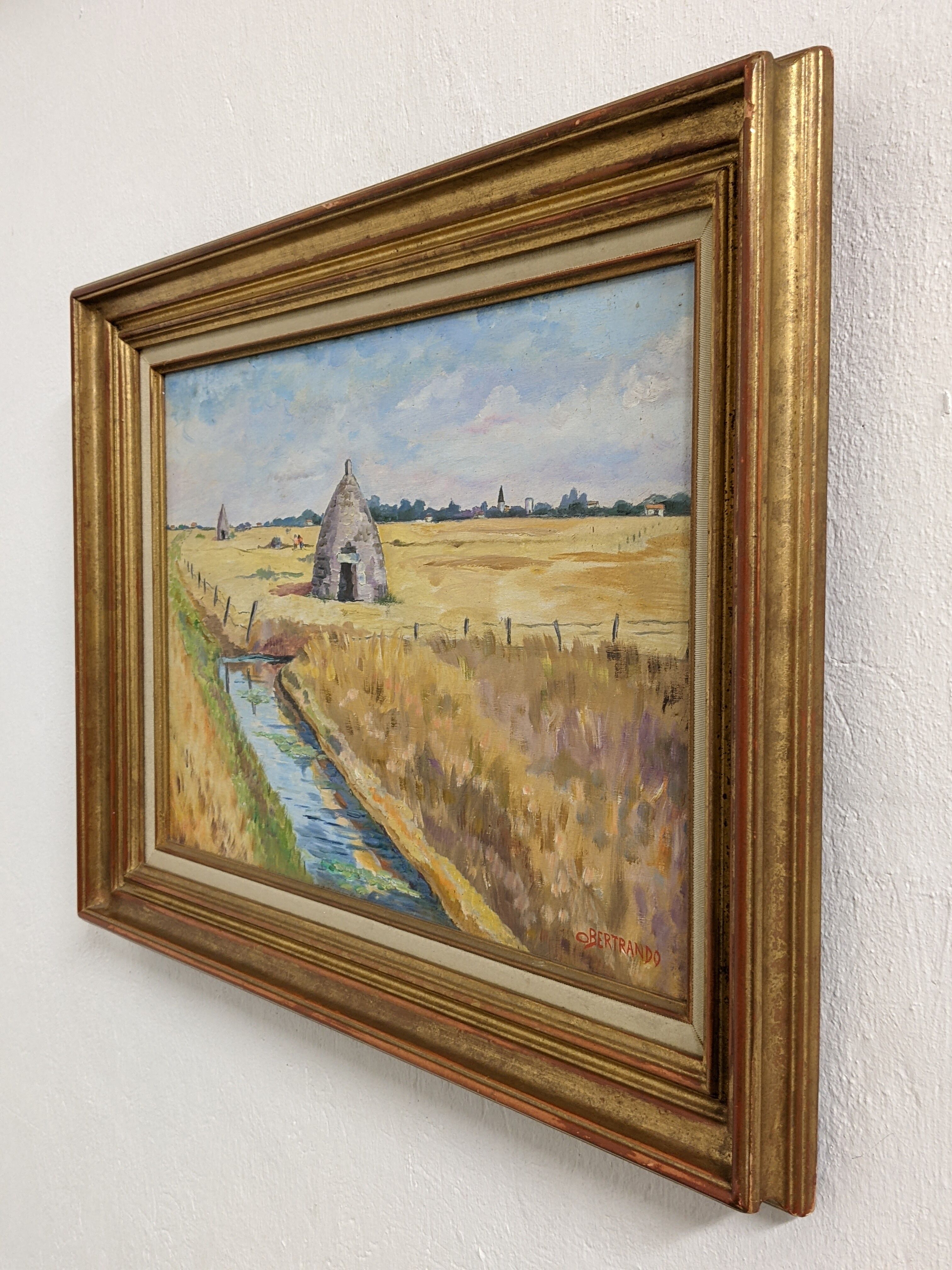Oil landscape painting The salt marshes in Royan