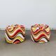 Pair of "psychedelic" fabric poufs from the 70s.