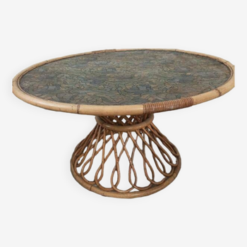 Table en rotin vintage ronde