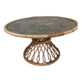 Round vintage rattan table