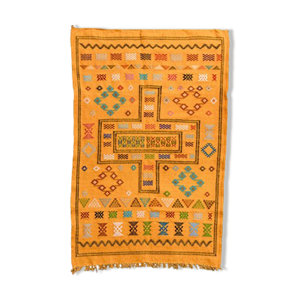 Tapis bohème jaune berbère 100