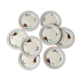 Lot de 8 assiettes à dessert Longchamp peintes à la main années 30-40