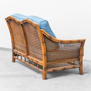 Vintage 2-seater sofa in bamboo and Vienna straw 1960s modernism