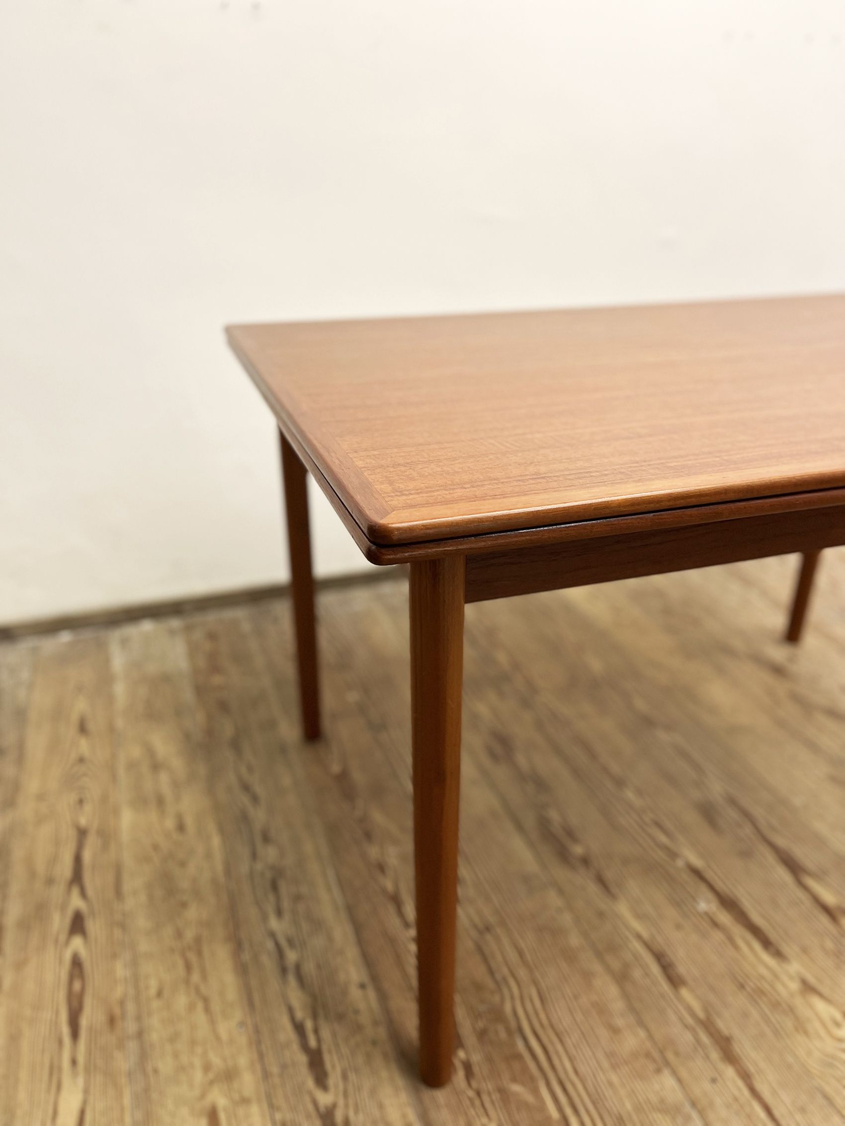 Extendable mid century teak dining table with pull out leaves, denmark, 1950s