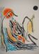 Gustave Singier : Soleil rouge au bord de mer, lithographie originale
