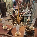 Gold metal reed chandelier