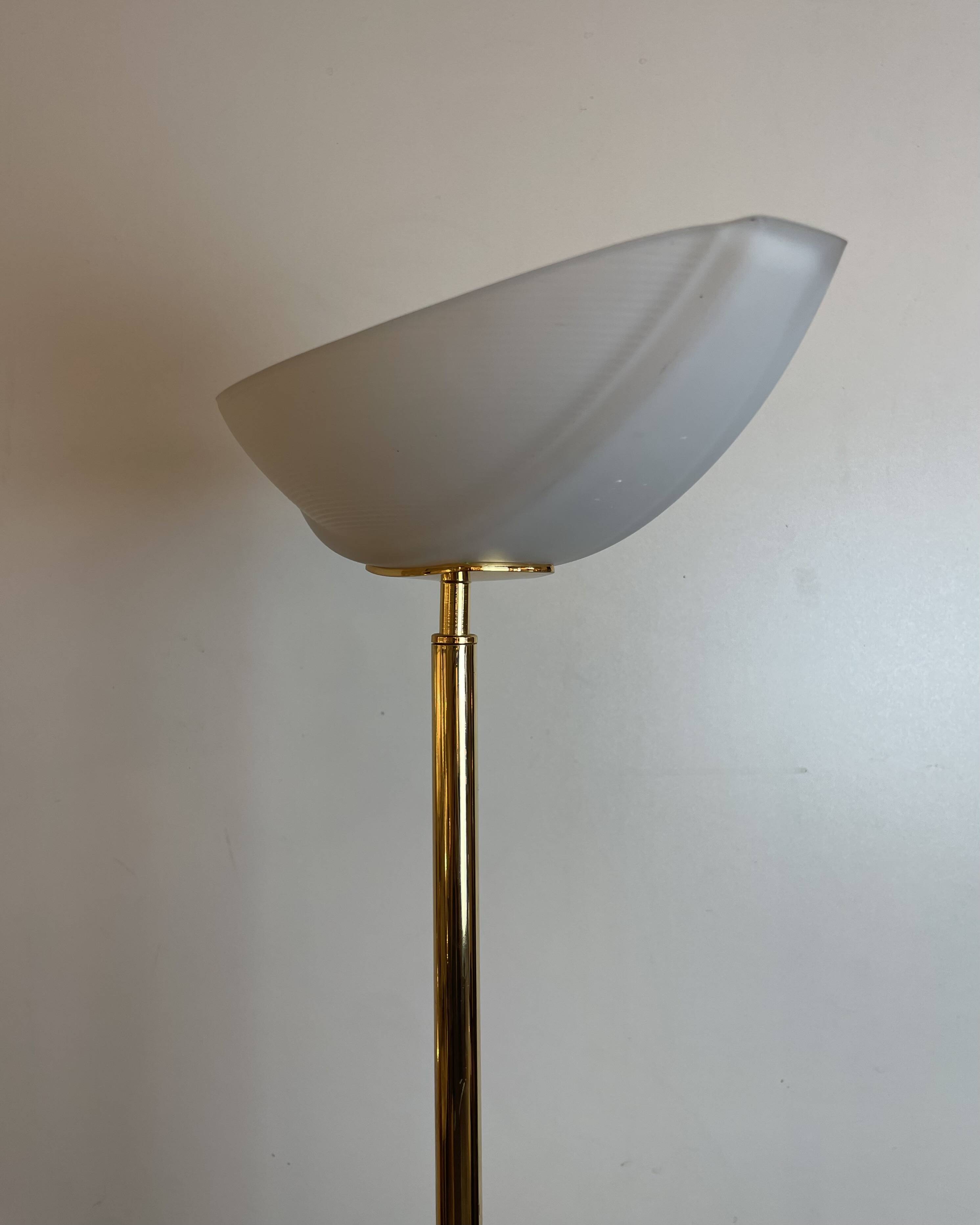 Brass & Opaline Floor Lamp by Milan, Spain, 1980s