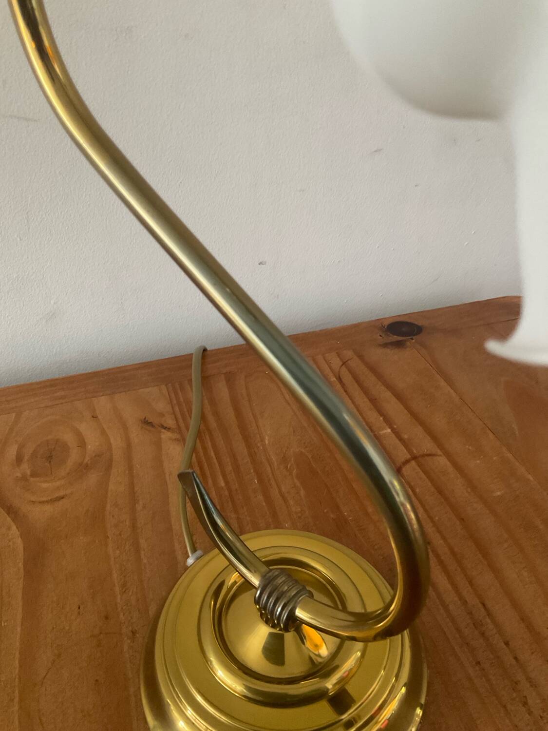 Vintage brass and opaline lamp
