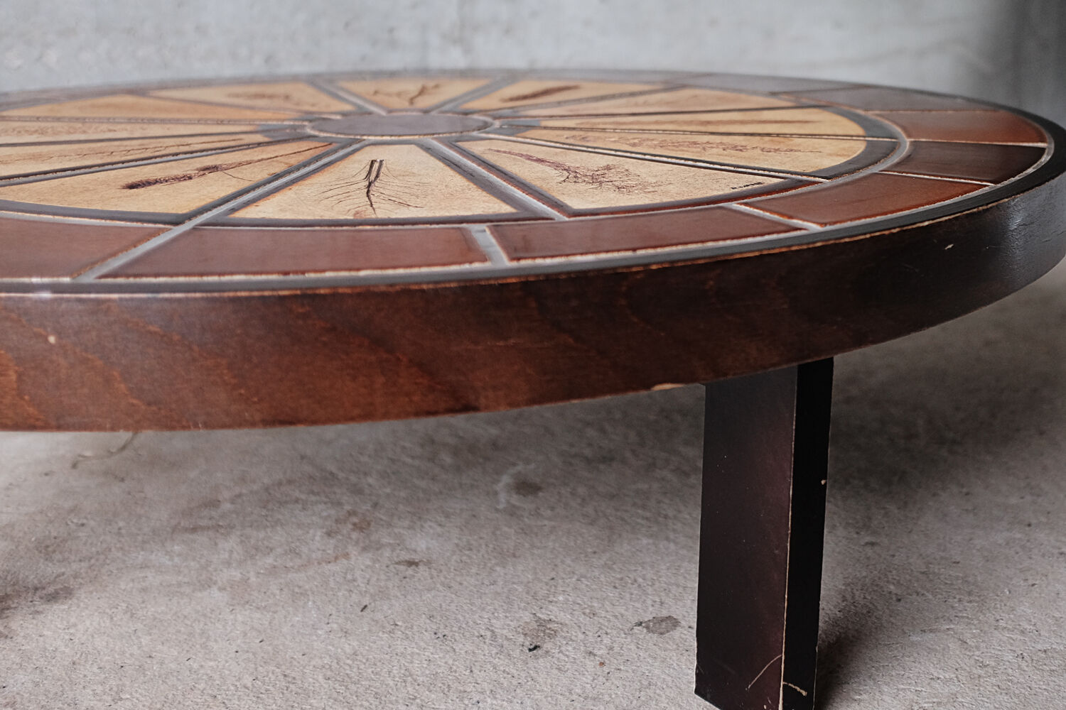 Coffee table "herbarium" oval bu Roger Capron in ceramic circa 1965