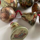 Ensemble de 15 décorations de Noël en papier mâché vintage