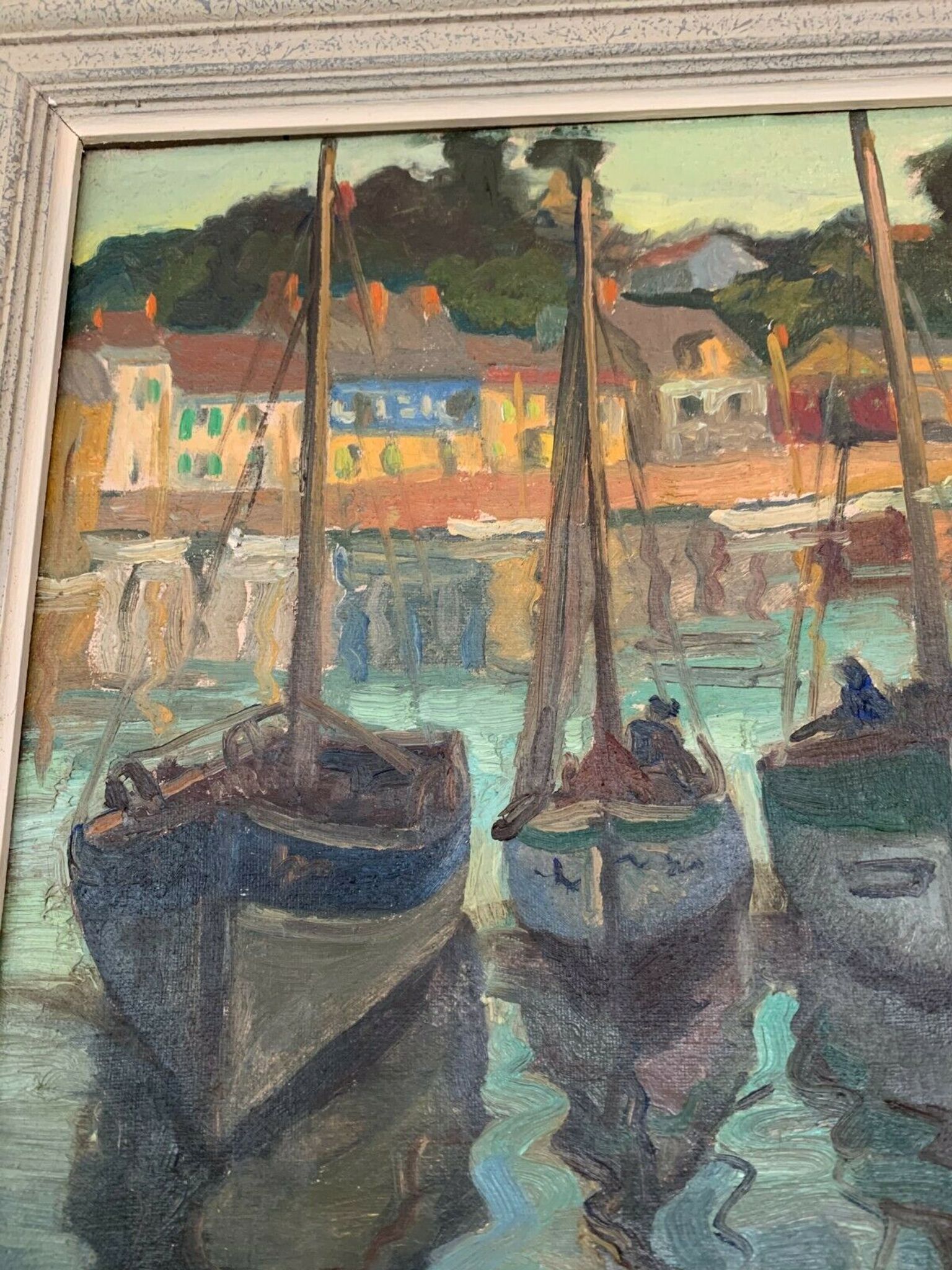 Oil on canvas "one evening in pornic by gilbert hl sailly xx century