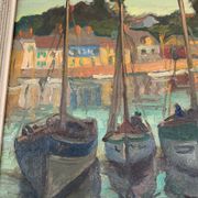 Oil on canvas "one evening in pornic by gilbert hl sailly xx century