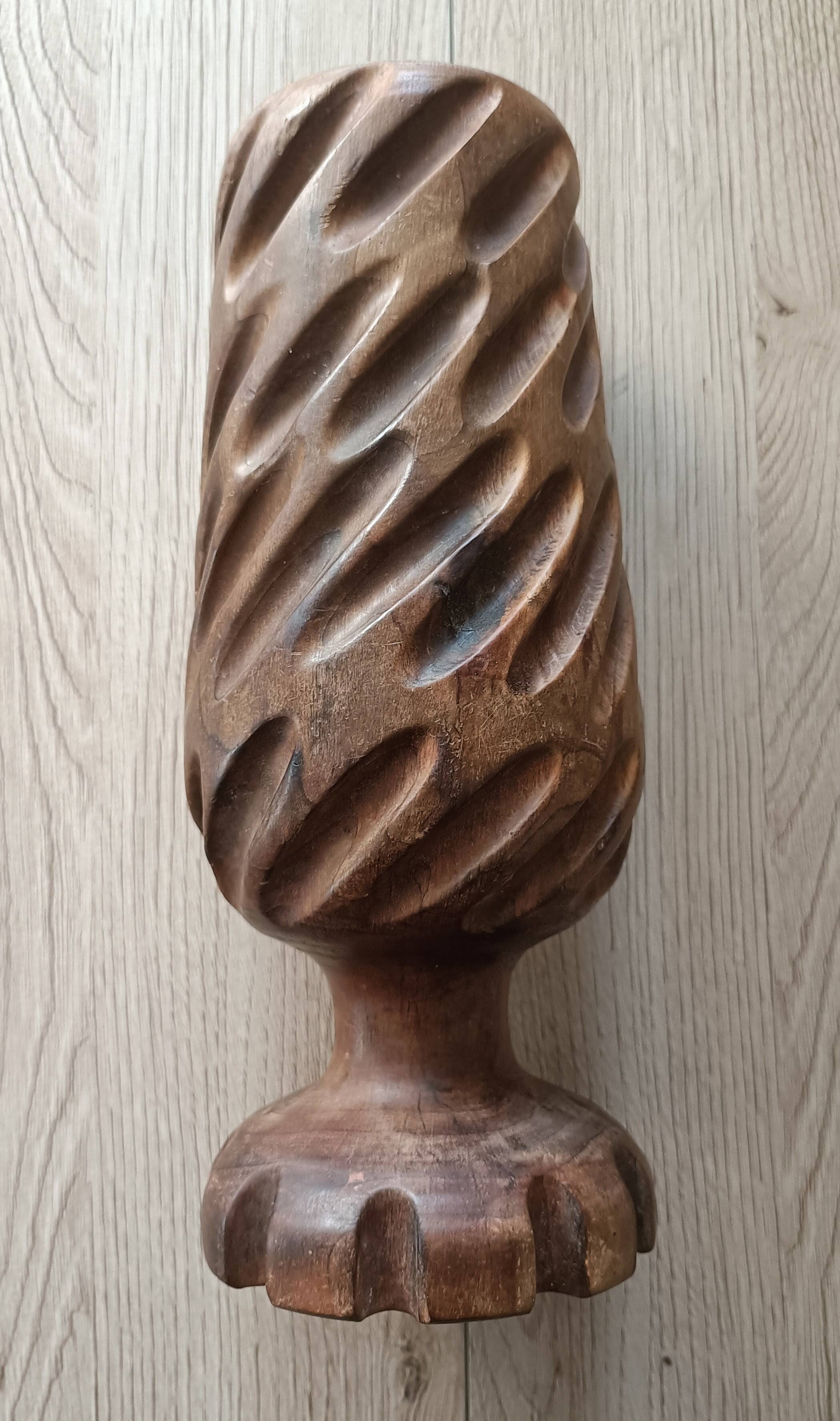 Hand-carved solid wood candle holder