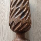 Hand-carved solid wood candle holder