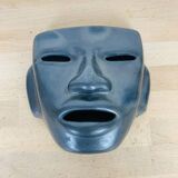 Black ceramic mask, Mexican tribal art