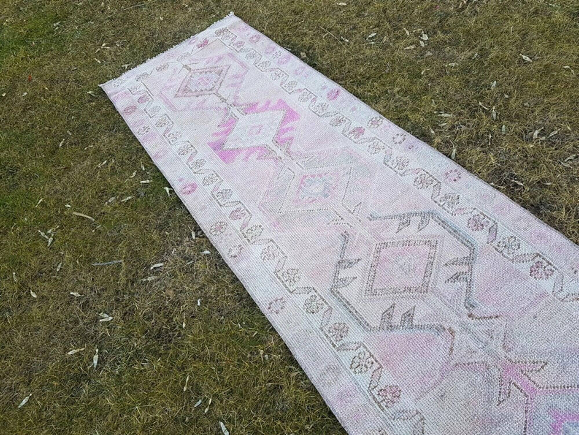 Vintage Turkish hallway rug 76x410 cm