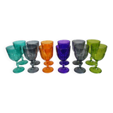 12 grands verres colorés vintage