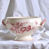 Salad bowl, soup tureen in pink ironware Sarreguemines "Favori" service, 19th century