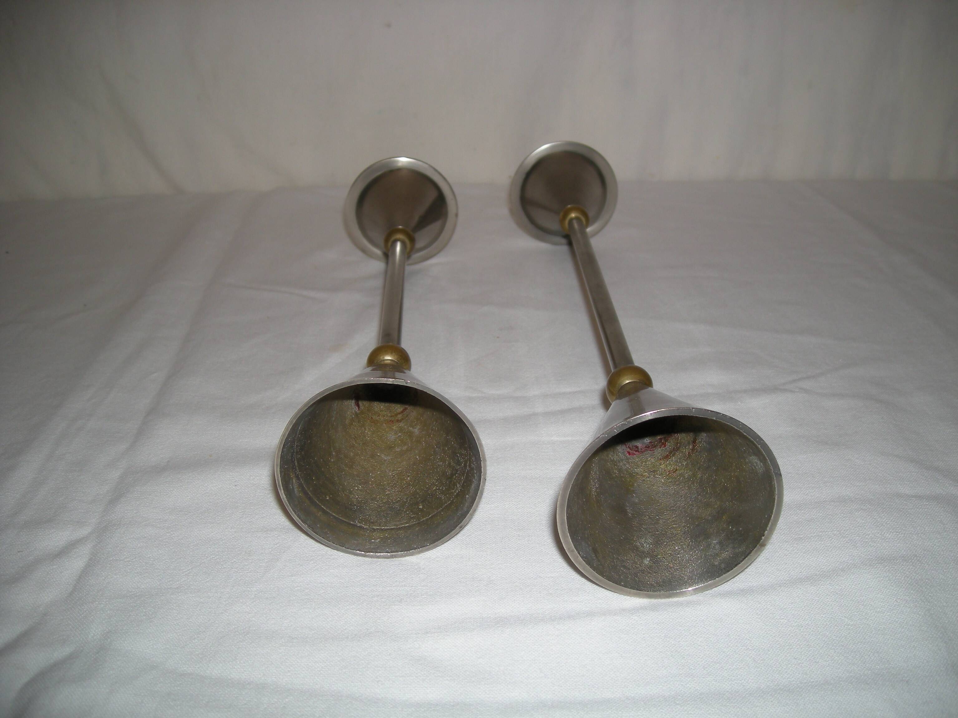 Pair of conical candlesticks