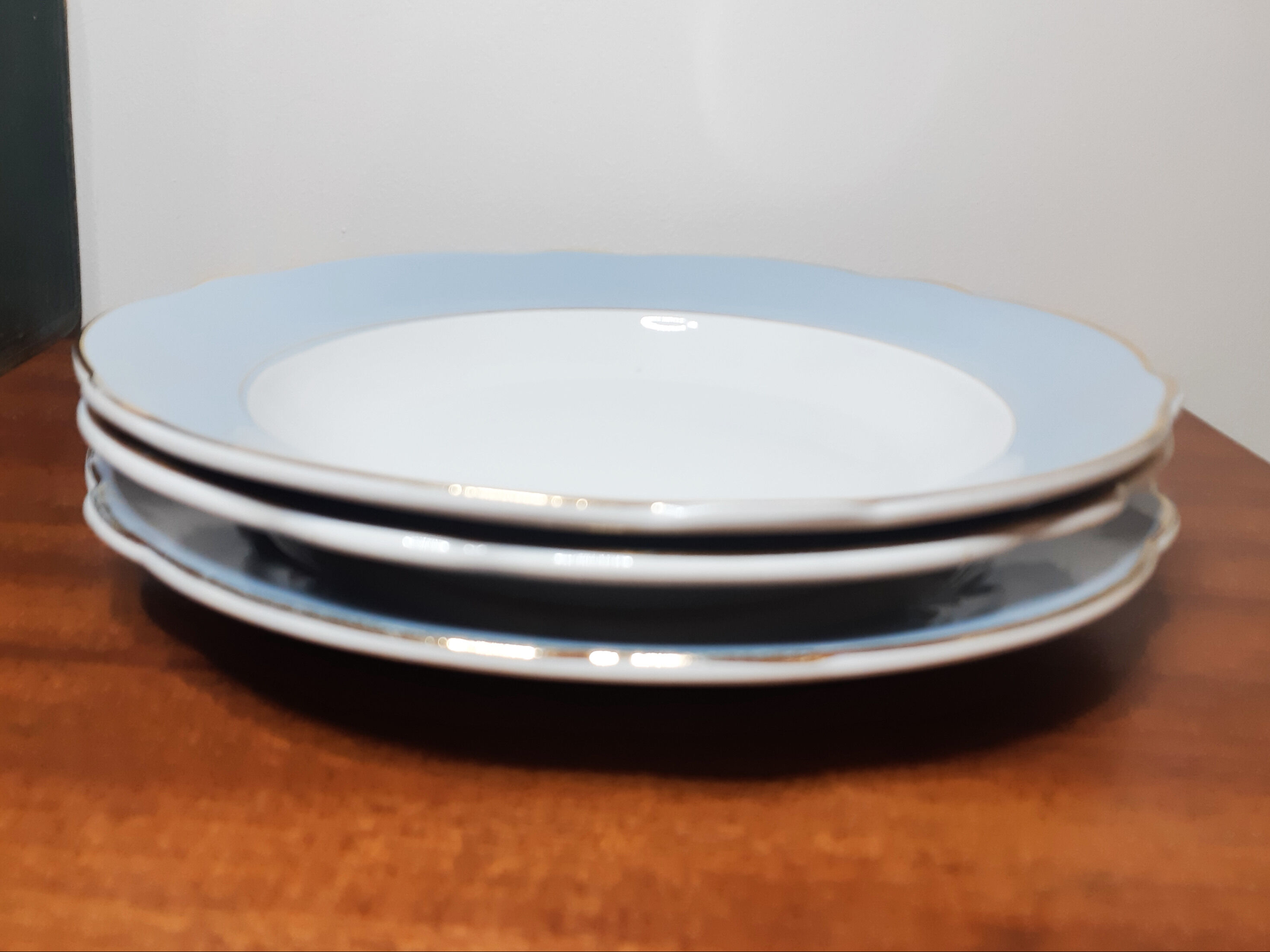 Round faience serving dishes from Lunéville KG, antique French, 50s