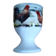 Coquetier faience blanche decoration hen rooster and chicks