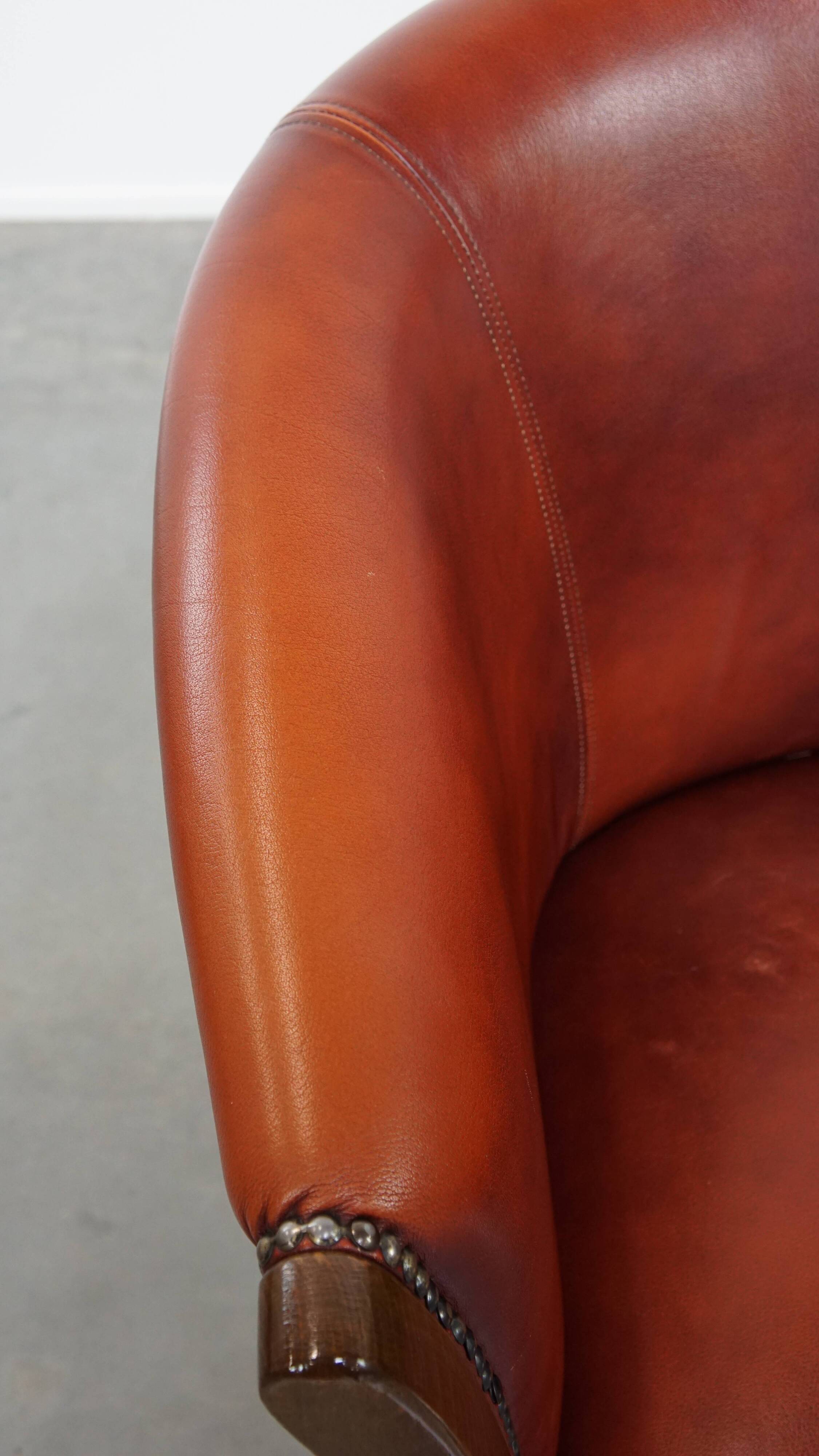 Red-brown cowhide leather office chair/side chair