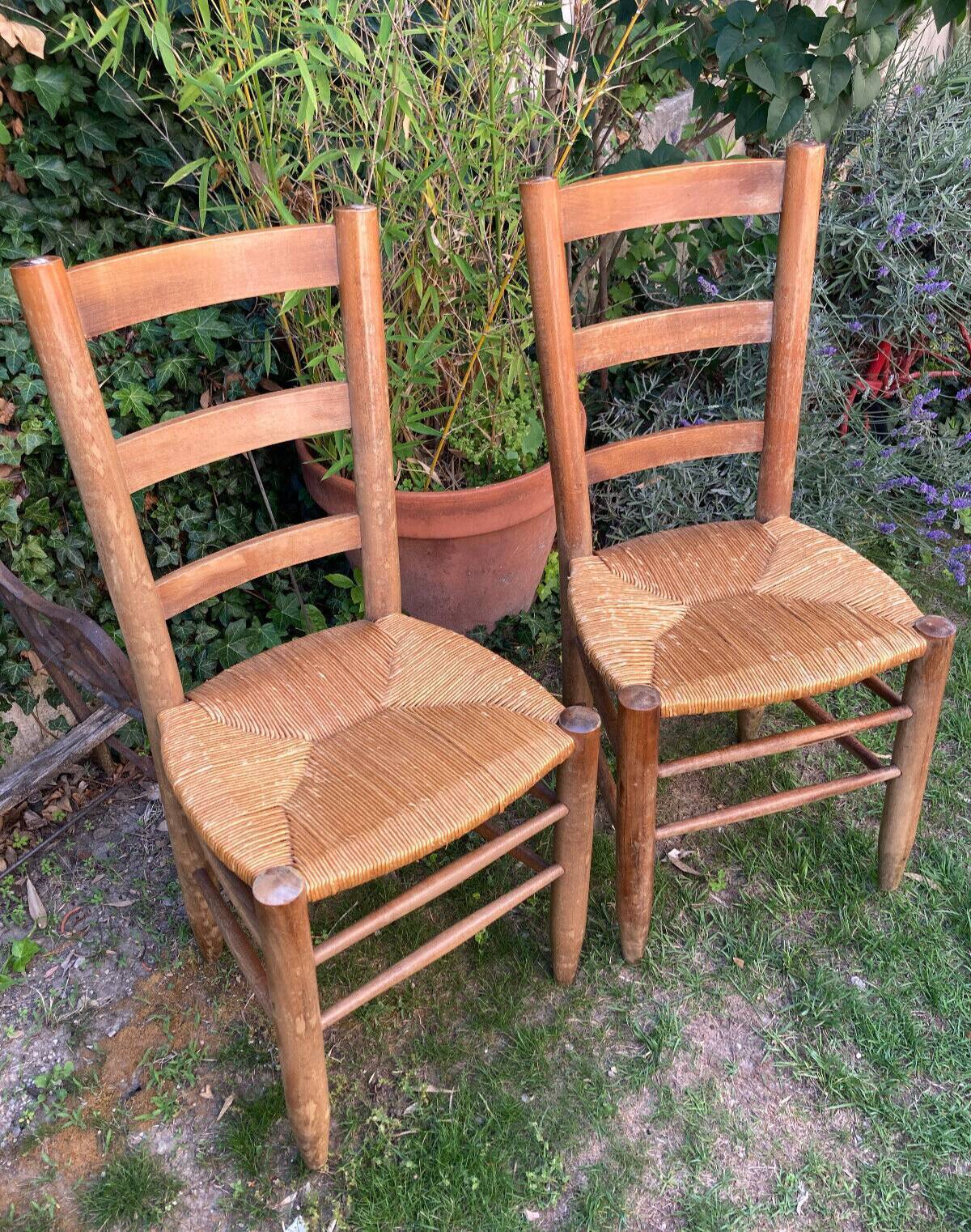Pair of straw chairs