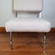 Armchair 60s chrome metal fabric buckle