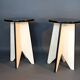 Pair of black and white lacquered wooden stools 1950/1960 Vintage.
