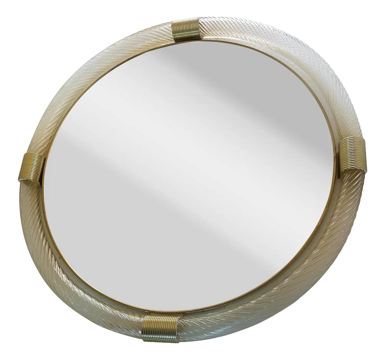Round Torciglione Gold Murano Glass Wall Mirror by Simoeng for Simoeng
