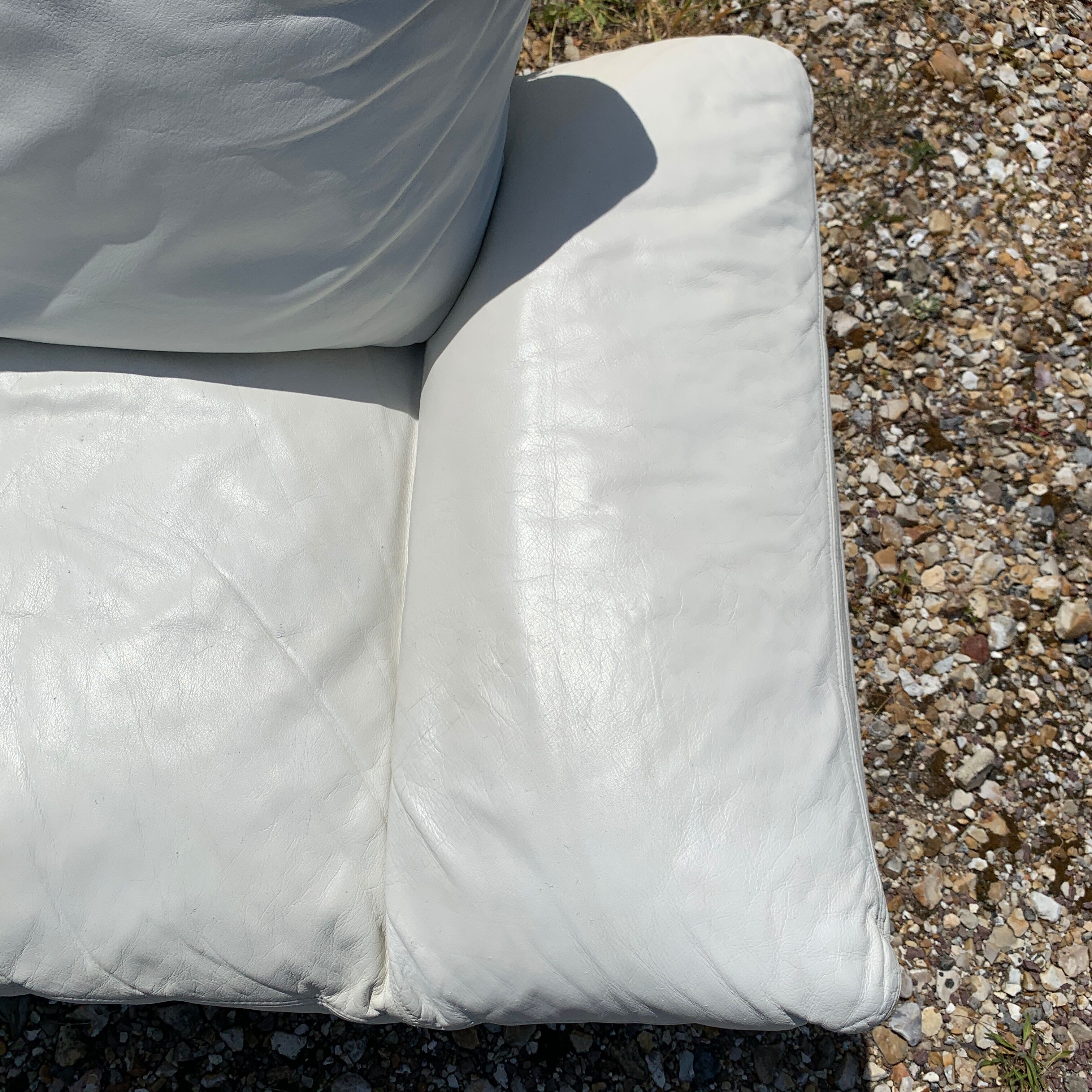 Danish Komfort white leather sofa