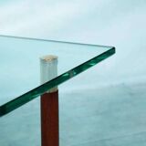 Vintage coffee table glass teak brass, mid-century coffee table.