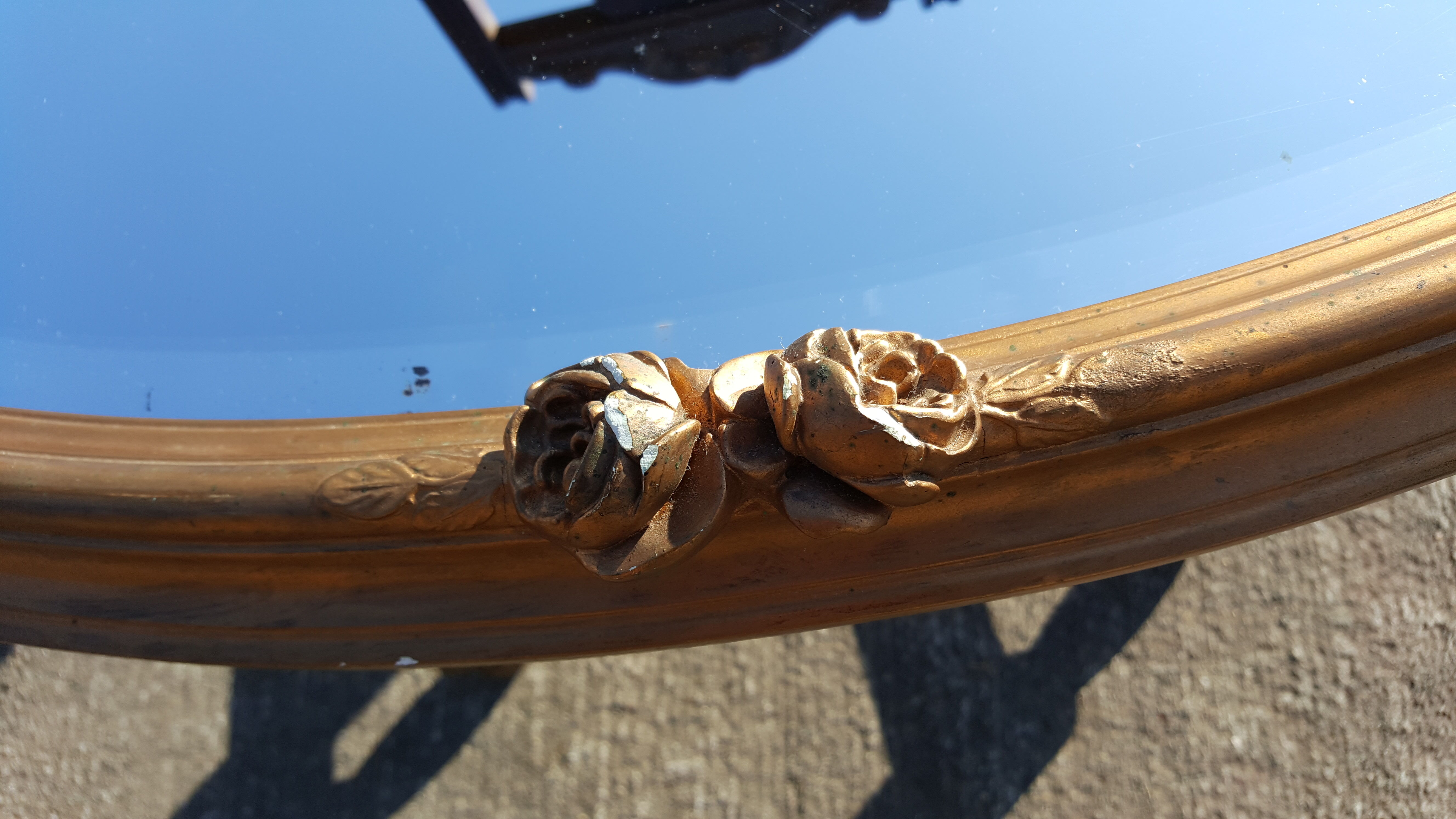 Oval mirror bevelled and Golden