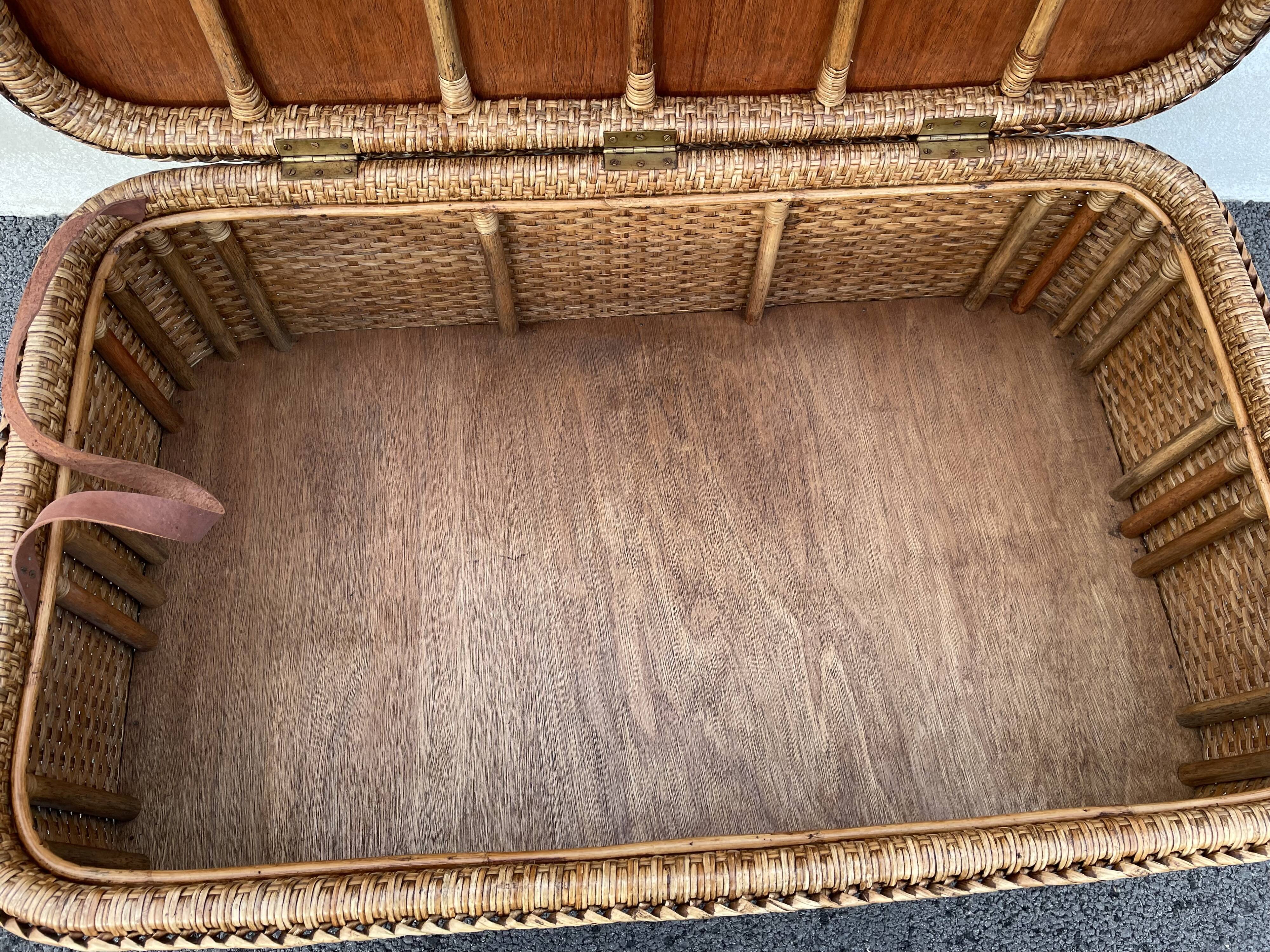 Coffee table braided rattan chest