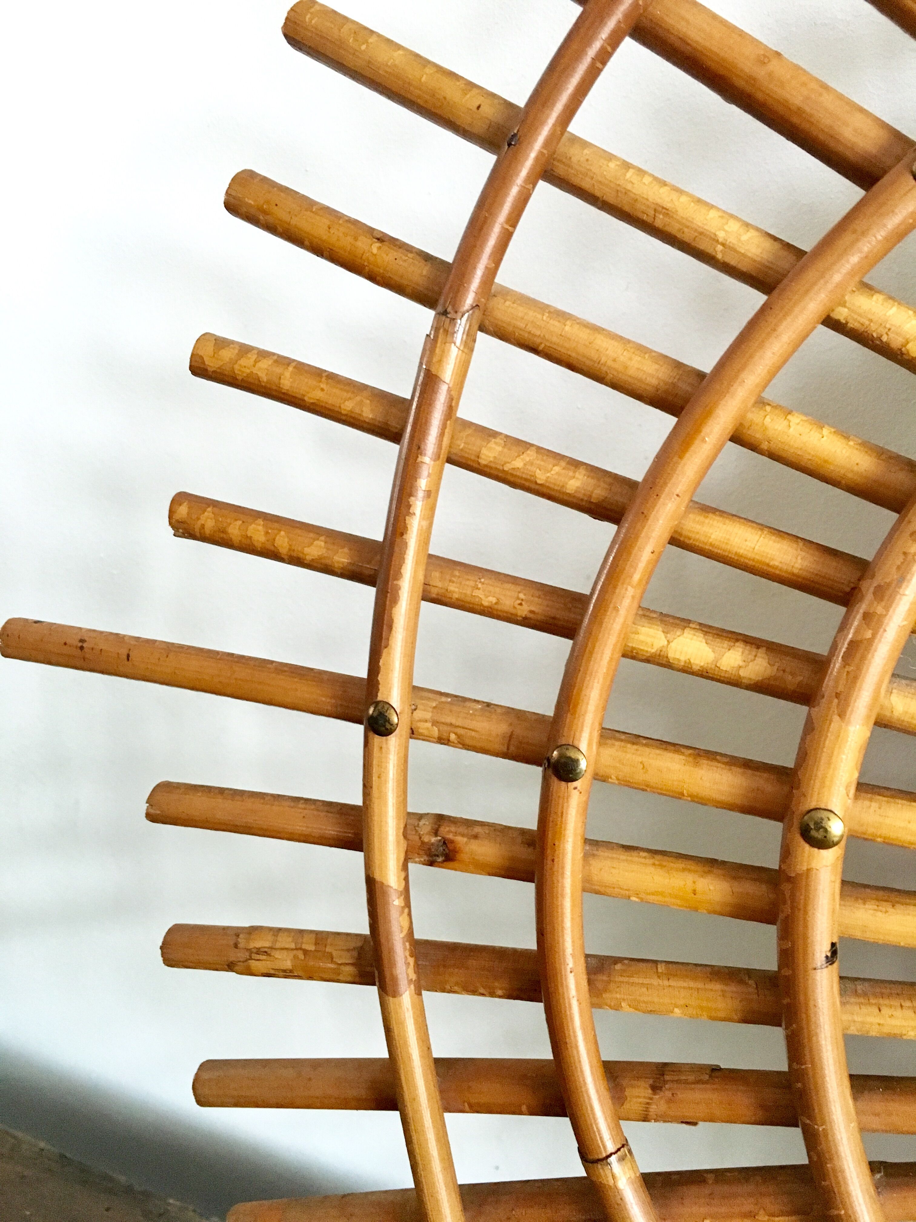 Sun mirror in rattan made in 1960