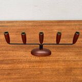 Teak candlestick in mid-century Danish string style, 1960s.