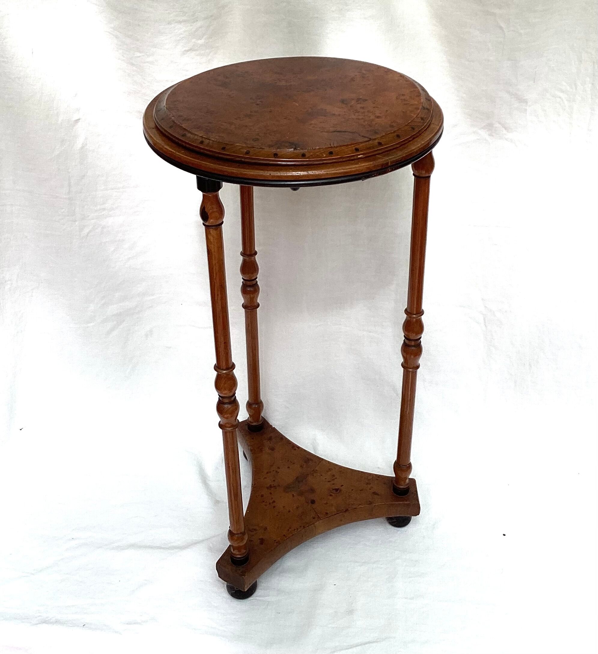 Wooden side table with three legs vintage