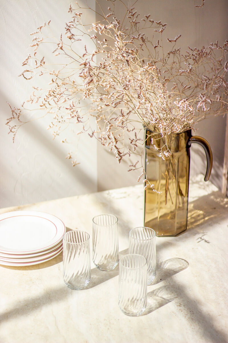 4 verres hauts striés