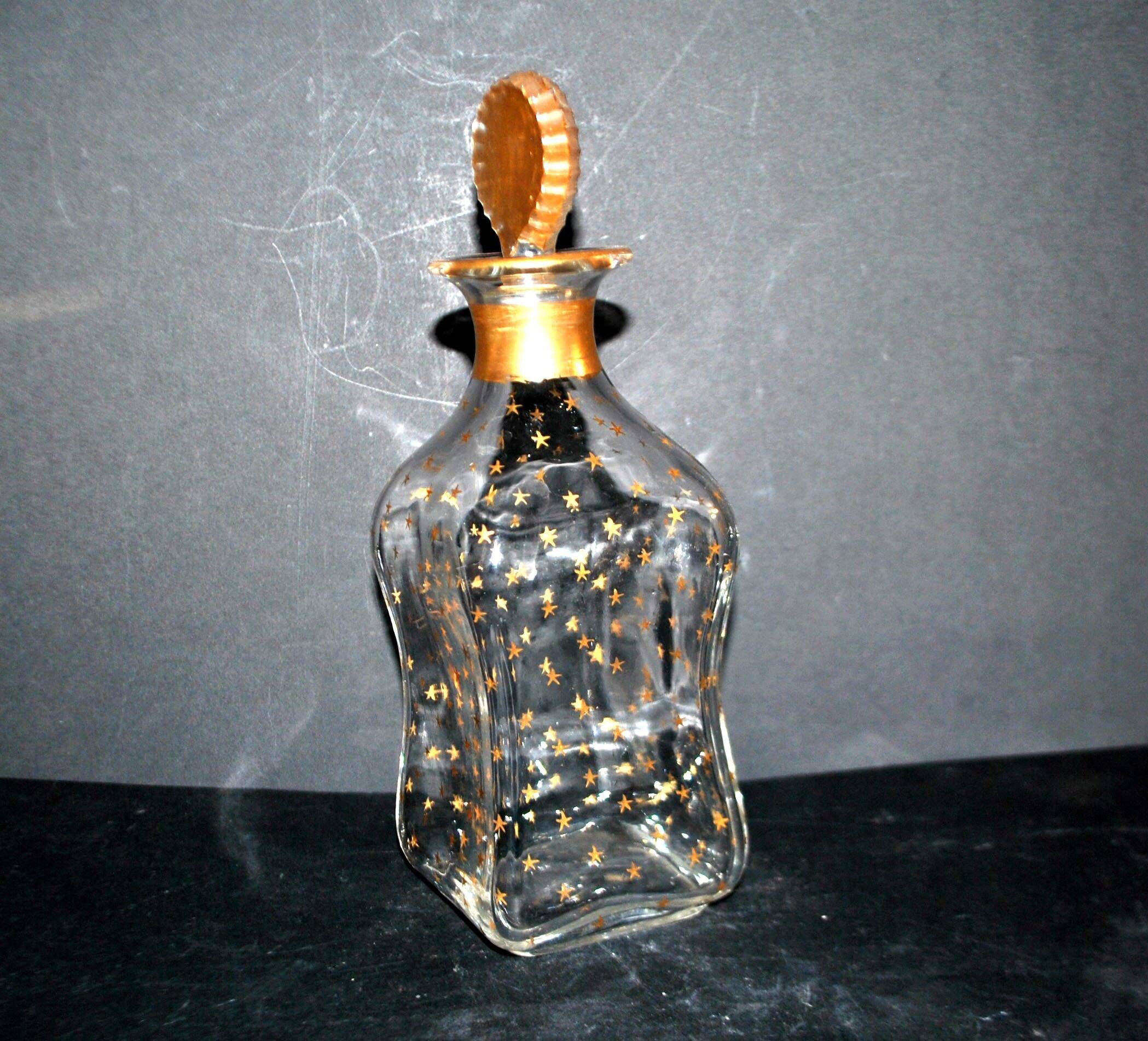 Carafe à liqueur baccarat napoléon iii cristal doré étoile constellation